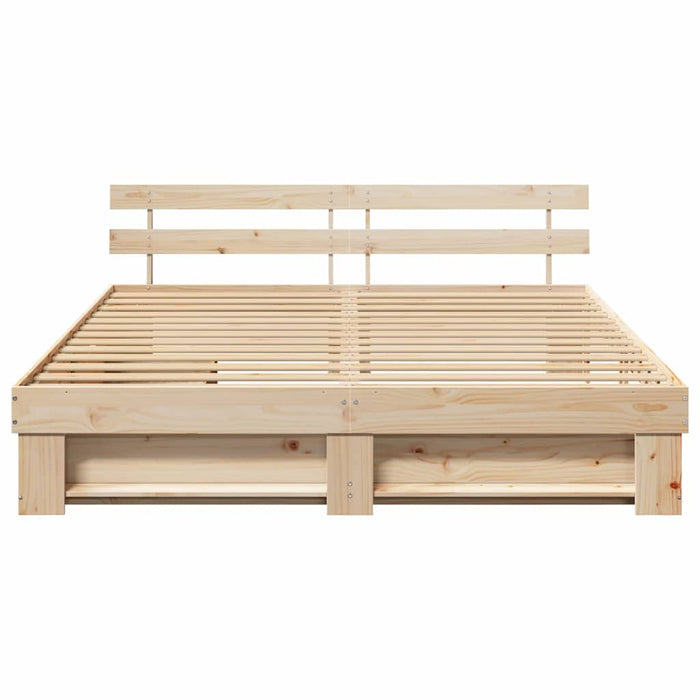 Cadru de pat cu headboard Maro 180 x 200 cm Lemn de pin masiv WALTI
