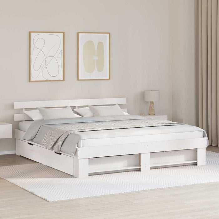 Cadru de pat cu headboard Alb 180 x 200 cm Lemn de pin masiv WALTI