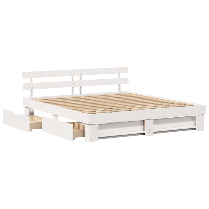 Cadru de pat cu headboard Alb 180 x 200 cm Lemn de pin masiv WALTI