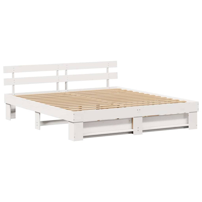 Cadru de pat cu headboard Alb 180 x 200 cm Lemn de pin masiv WALTI