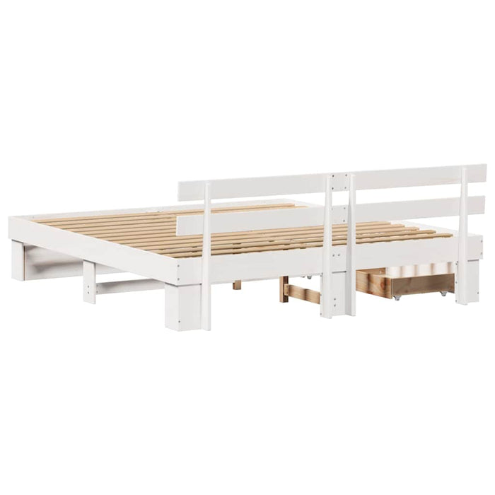 Cadru de pat cu headboard Alb 180 x 200 cm Lemn de pin masiv WALTI
