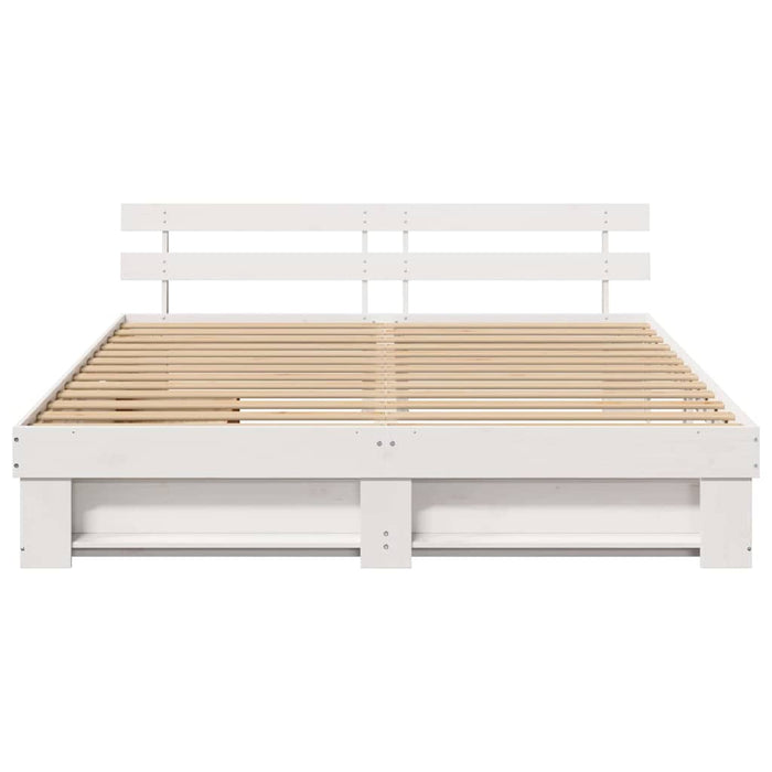 Cadru de pat cu headboard Alb 180 x 200 cm Lemn de pin masiv WALTI