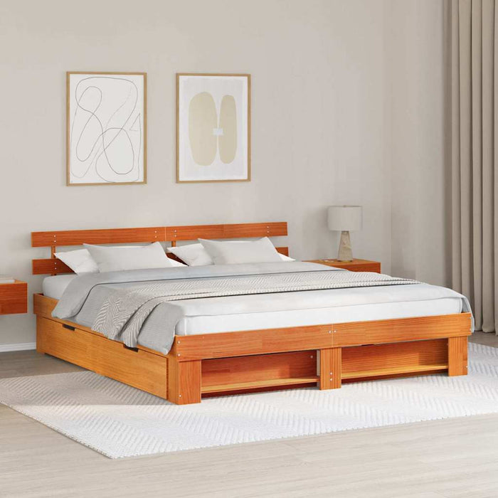 Cadru de pat Maroniu cerat 180 x 200 cm Lemn de pin masiv WALTI