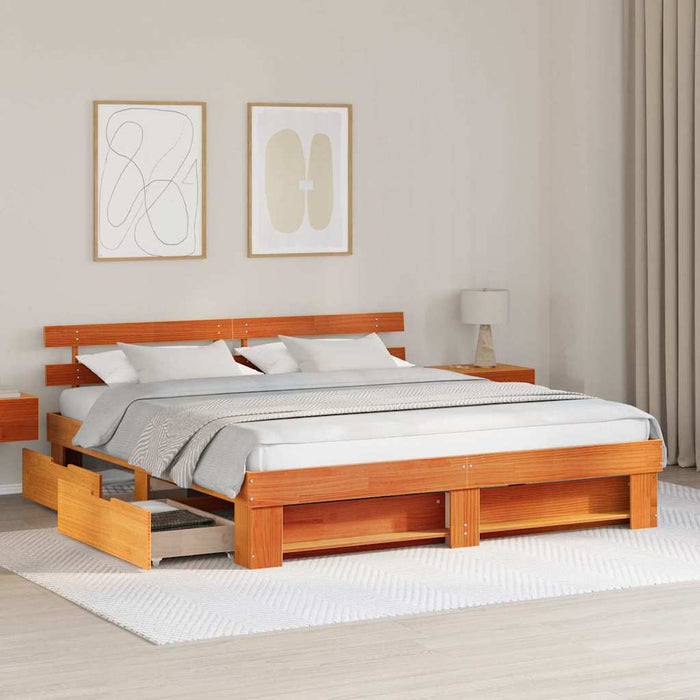 Cadru de pat Maroniu cerat 180 x 200 cm Lemn de pin masiv WALTI