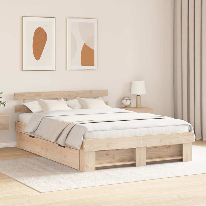 Cadru de pat cu headboard Maro 160 x 200 cm Lemn de pin masiv WALTI