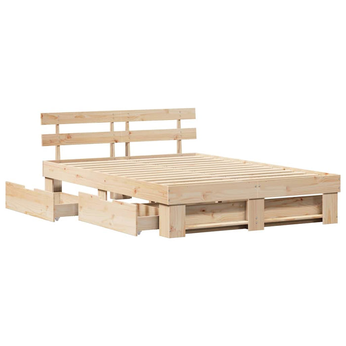 Cadru de pat cu headboard Maro 160 x 200 cm Lemn de pin masiv WALTI