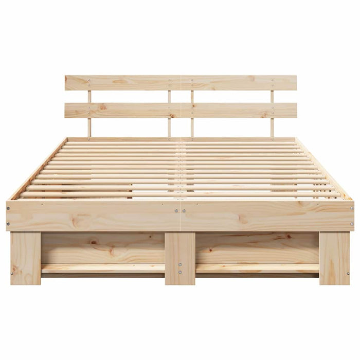 Cadru de pat cu headboard Maro 160 x 200 cm Lemn de pin masiv WALTI