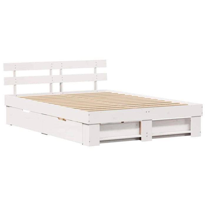 Cadru de pat cu headboard Alb 160 x 200 cm Lemn de pin masiv WALTI
