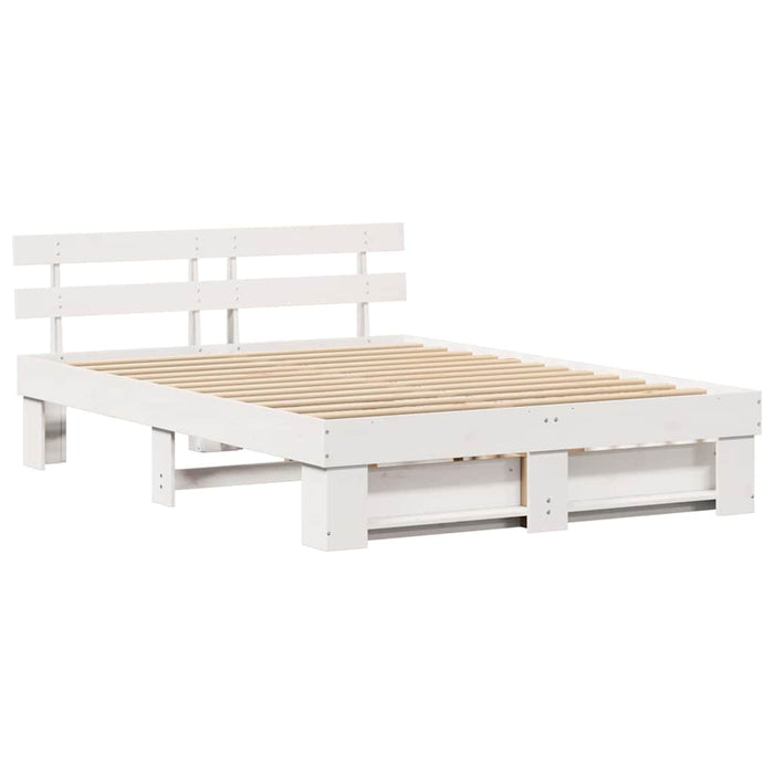 Cadru de pat cu headboard Alb 160 x 200 cm Lemn de pin masiv WALTI