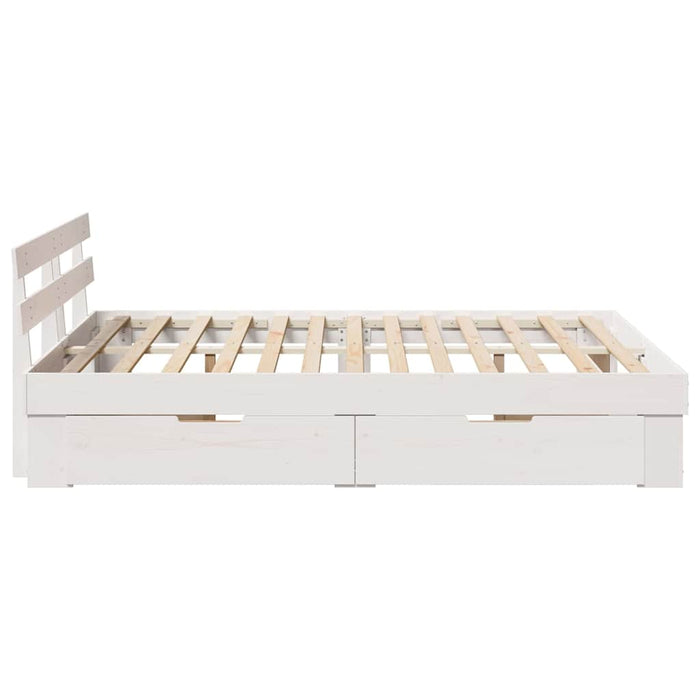 Cadru de pat cu headboard Alb 160 x 200 cm Lemn de pin masiv WALTI