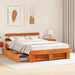 Cadru de pat cu sertar cu headboard cu depozitare Maro ceruit 150 x 200 cm Lemn masiv - WALTI WALTI
