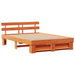 Cadru de pat cu sertar cu headboard cu depozitare Maro ceruit 150 x 200 cm Lemn masiv - WALTI WALTI
