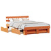 Cadru de pat cu sertar cu headboard cu depozitare Maro ceruit 150 x 200 cm Lemn masiv - WALTI WALTI
