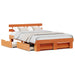 Cadru de pat cu sertar cu headboard cu depozitare Maro ceruit 150 x 200 cm Lemn masiv - WALTI WALTI