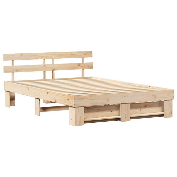 Cadru de pat cu headboard Maro 140 x 200 cm Lemn de pin masiv WALTI
