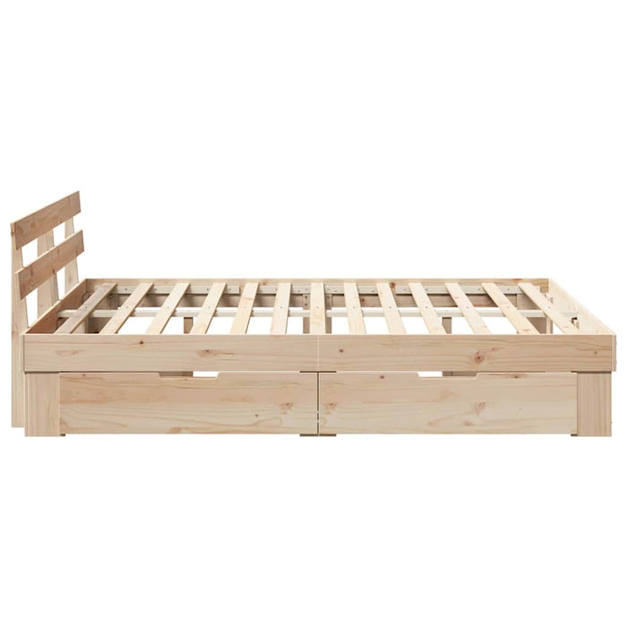 Cadru de pat cu headboard Maro 140 x 200 cm Lemn de pin masiv WALTI