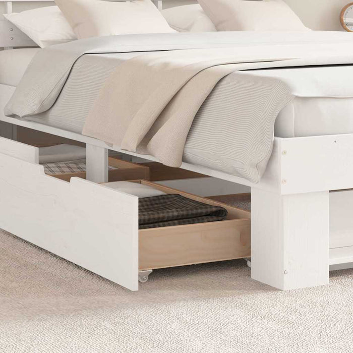 Cadru de pat cu headboard Alb 140 x 200 cm Lemn de pin masiv WALTI