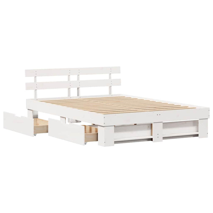 Cadru de pat cu headboard Alb 140 x 200 cm Lemn de pin masiv WALTI