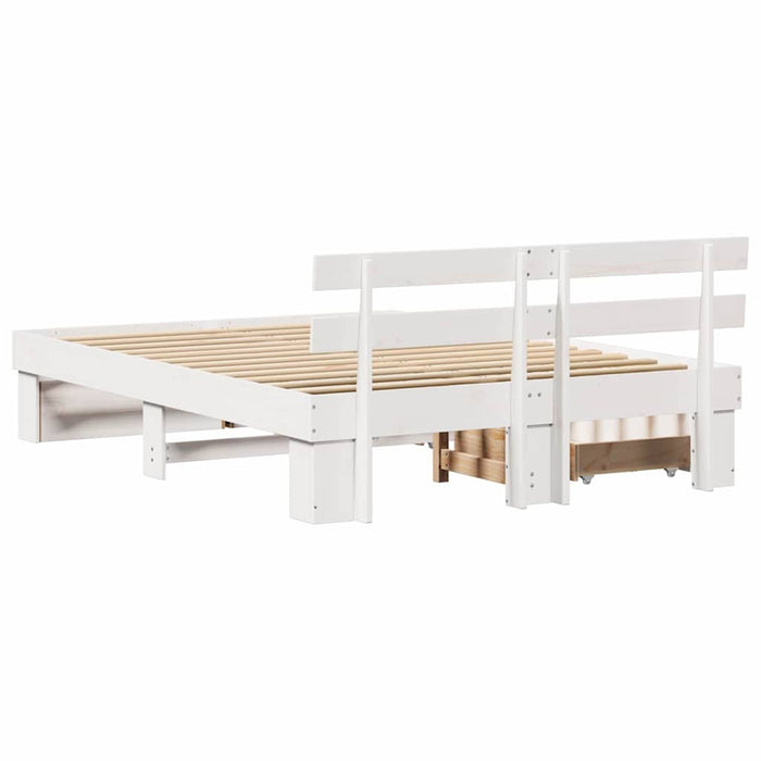 Cadru de pat cu headboard Alb 140 x 200 cm Lemn de pin masiv WALTI