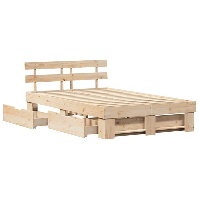 Cadru de pat cu headboard Maro 120 x 200 cm Lemn de pin masiv WALTI