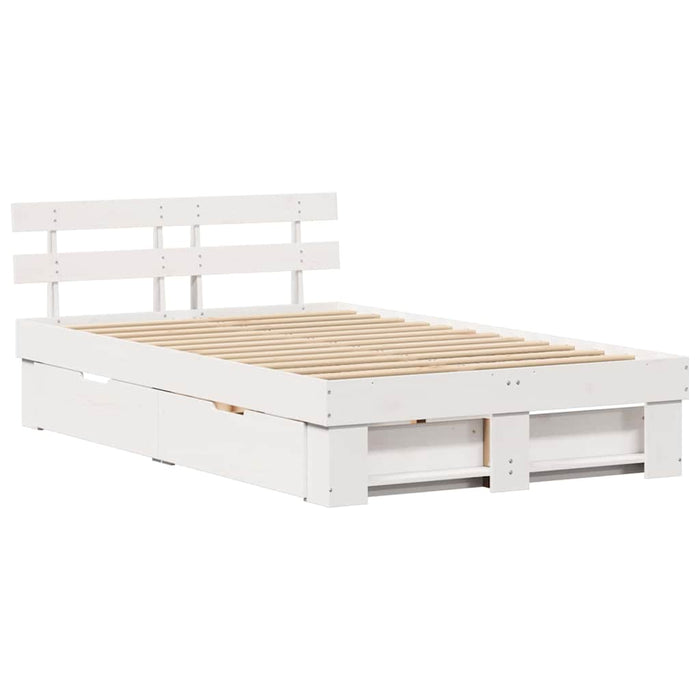 Cadru de pat cu headboard Alb 120 x 200 cm Lemn de pin masiv WALTI