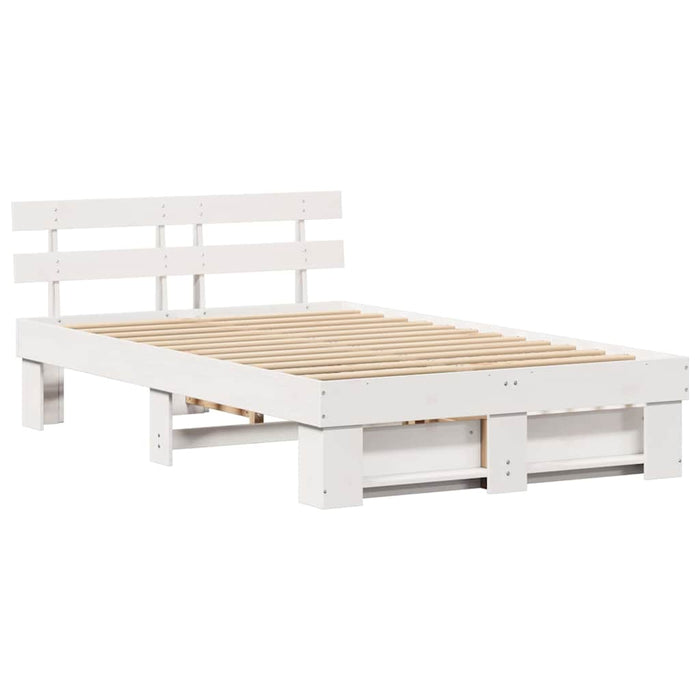 Cadru de pat cu headboard Alb 120 x 200 cm Lemn de pin masiv WALTI
