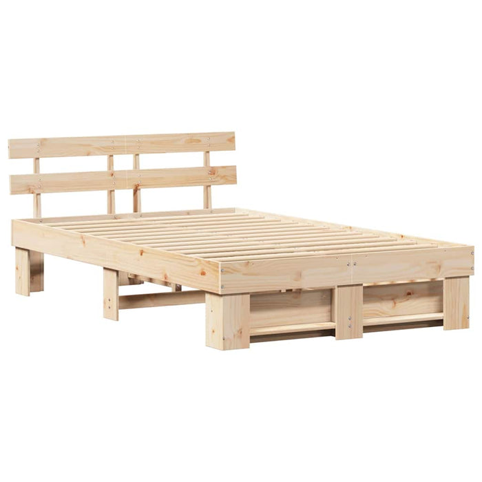 Cadru de pat cu headboard Maro 140 x 190 cm Lemn de pin masiv WALTI