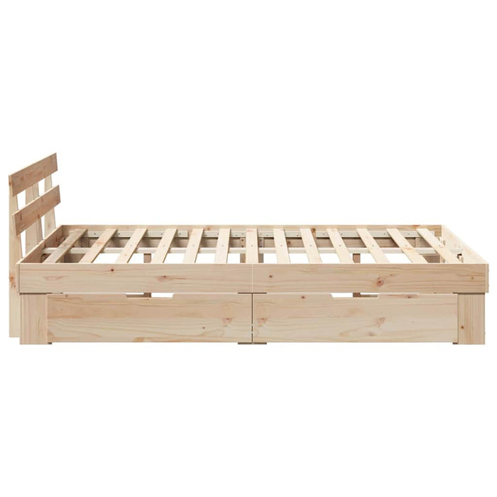 Cadru de pat cu headboard Maro 140 x 190 cm Lemn de pin masiv WALTI
