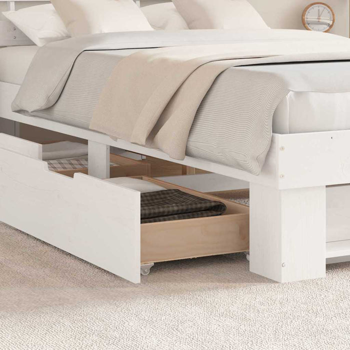 Cadru de pat cu headboard Alb 140 x 190 cm Lemn de pin masiv WALTI