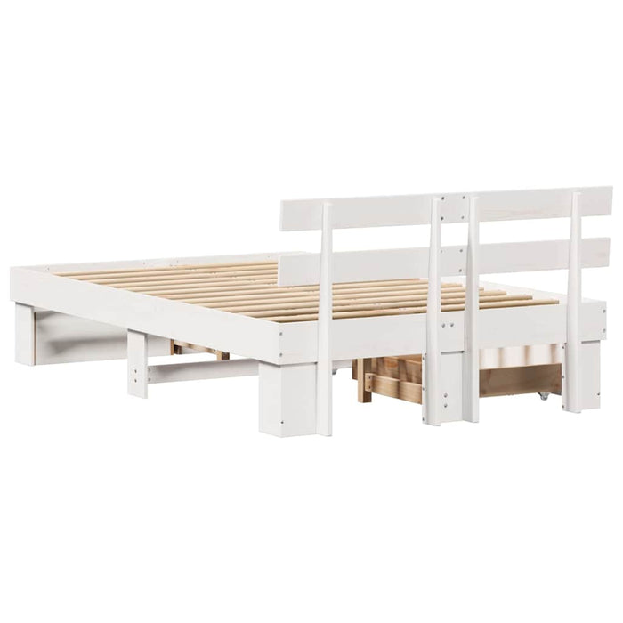 Cadru de pat cu headboard Alb 140 x 190 cm Lemn de pin masiv WALTI