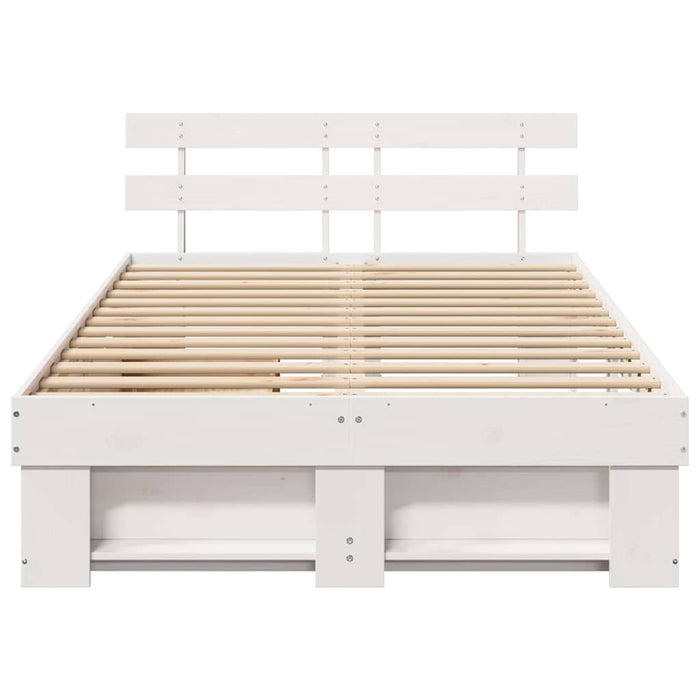 Cadru de pat cu headboard Alb 140 x 190 cm Lemn de pin masiv WALTI