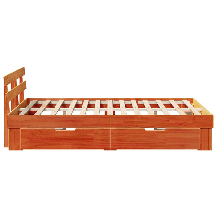 Cadru de pat Maroniu cerat 140 x 190 cm Lemn de pin masiv WALTI