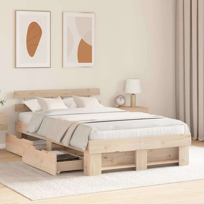 Cadru de pat cu headboard Maro 120 x 190 cm Lemn de pin masiv WALTI
