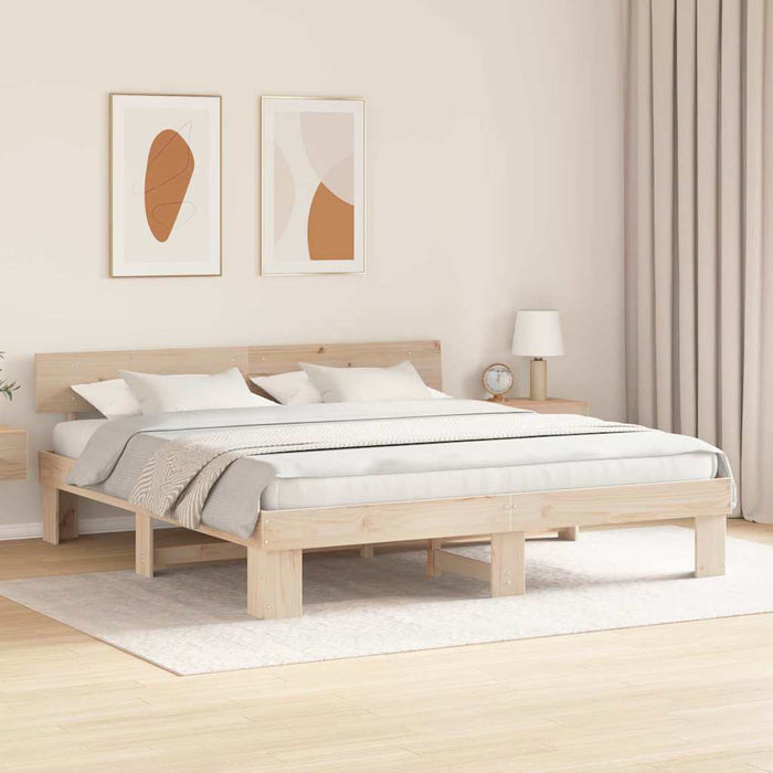 Cadru de pat cu headboard Maro 200 x 200 cm Lemn de brad solid - WALTI WALTI