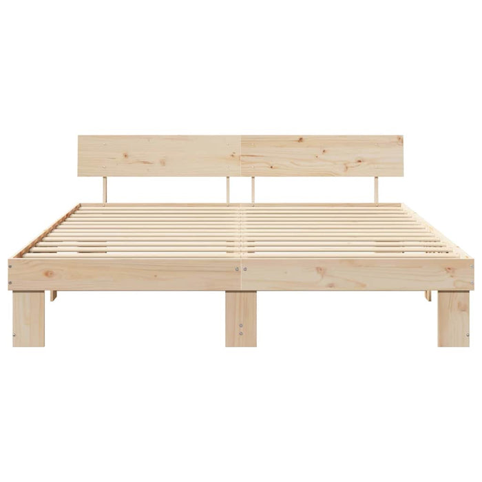 Cadru de pat cu headboard Maro 200 x 200 cm Lemn de brad solid - WALTI WALTI