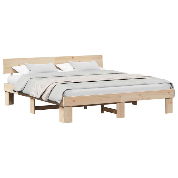 Cadru de pat cu headboard Maro 200 x 200 cm Lemn de brad solid - WALTI WALTI