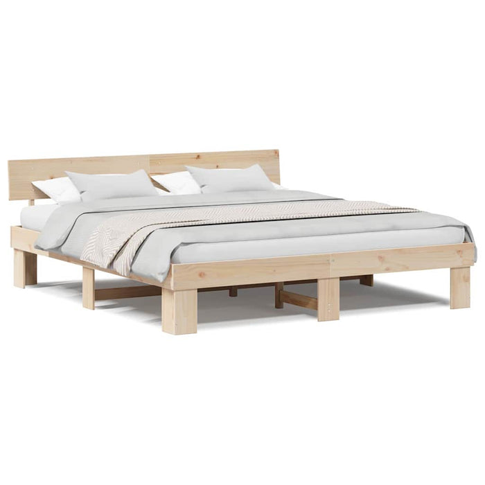 Cadru de pat cu headboard Maro 200 x 200 cm Lemn de brad solid - WALTI WALTI