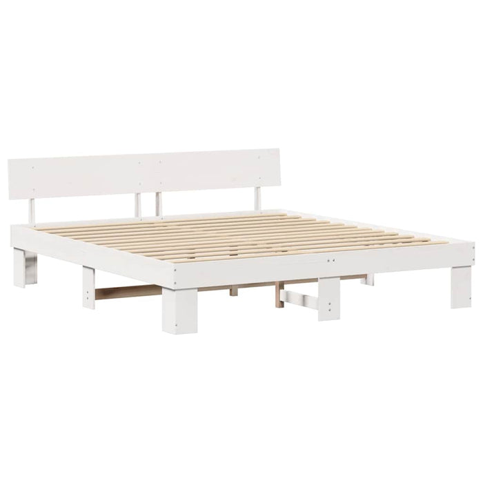 Cadru de pat cu headboard Alb 200 x 200 cm Lemn - WALTI WALTI