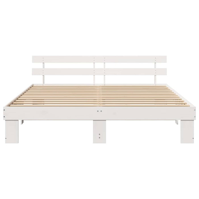 Cadru de pat cu headboard Alb 200 x 200 cm Lemn - WALTI WALTI