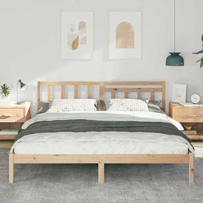 Cadru de pat cu headboard Maro 200 x 200 cm Lemn de pin masiv - WALTI WALTI