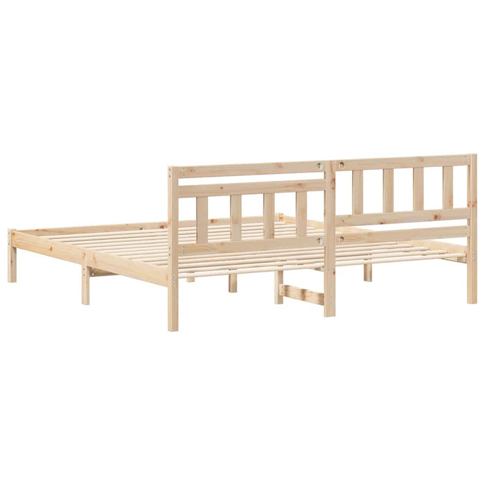 Cadru de pat cu headboard Maro 200 x 200 cm Lemn de pin masiv - WALTI WALTI