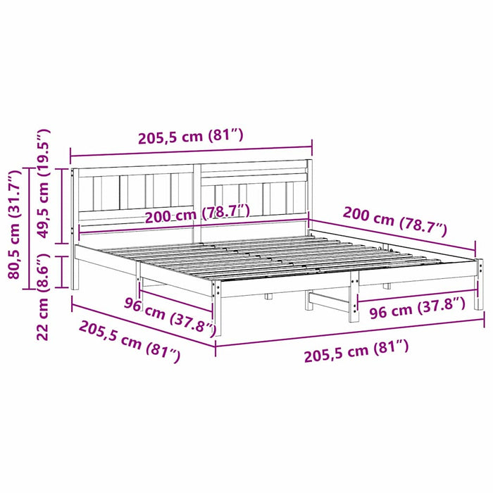 Cadru de pat cu headboard Maro 200 x 200 cm Lemn de pin masiv - WALTI WALTI