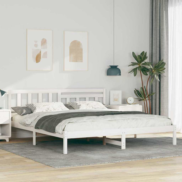 Cadru de pat cu headboard Alb 200 x 200 cm Lemn de pin masiv - WALTI WALTI