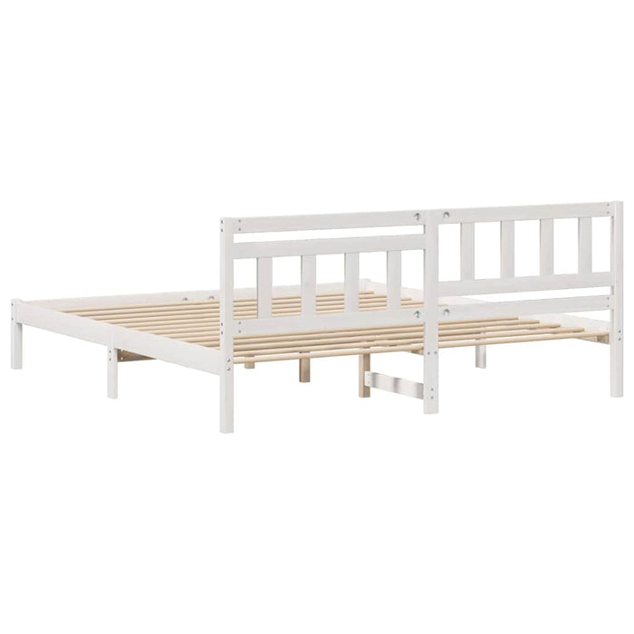 Cadru de pat cu headboard Alb 200 x 200 cm Lemn de pin masiv - WALTI WALTI