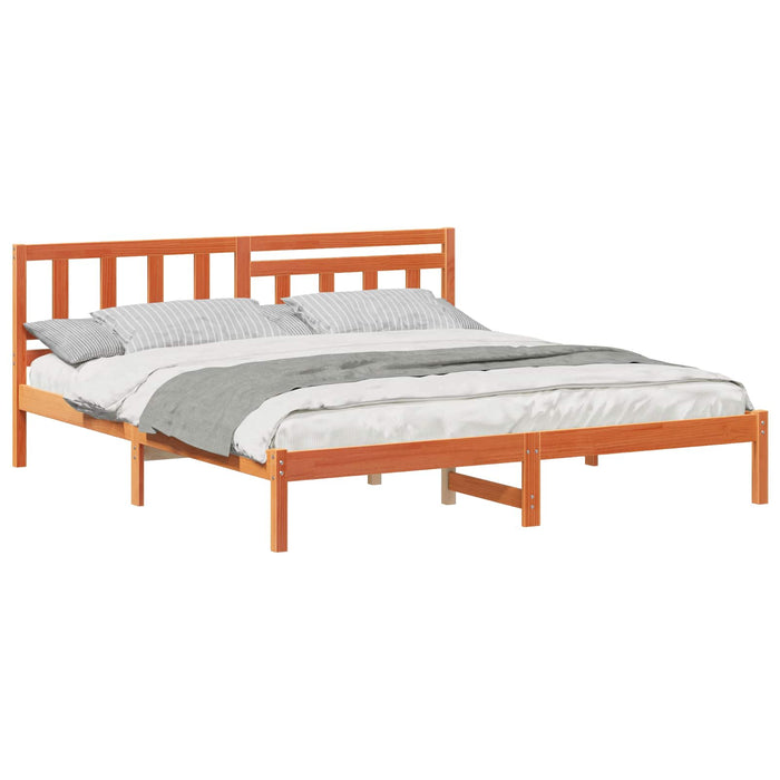 Cadru de pat Maroniu cerat 200 x 200 cm Lemn de pin masiv - WALTI WALTI