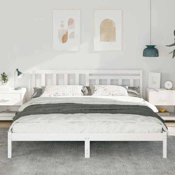 Cadru de pat cu headboard Alb 180 x 200 cm Lemn de pin masiv - WALTI WALTI
