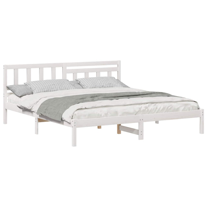 Cadru de pat cu headboard Alb 180 x 200 cm Lemn de pin masiv - WALTI WALTI