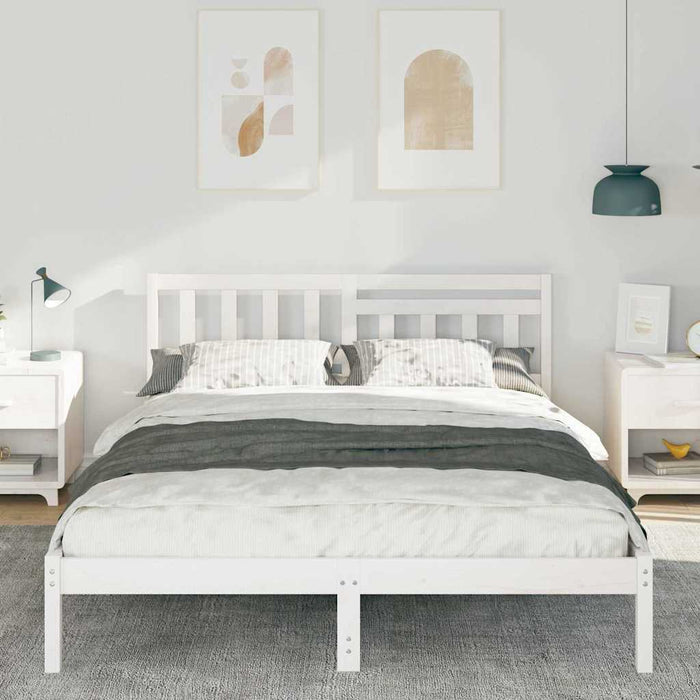 Cadru de pat cu headboard Alb 150 x 200 cm Lemn de pin masiv WALTI