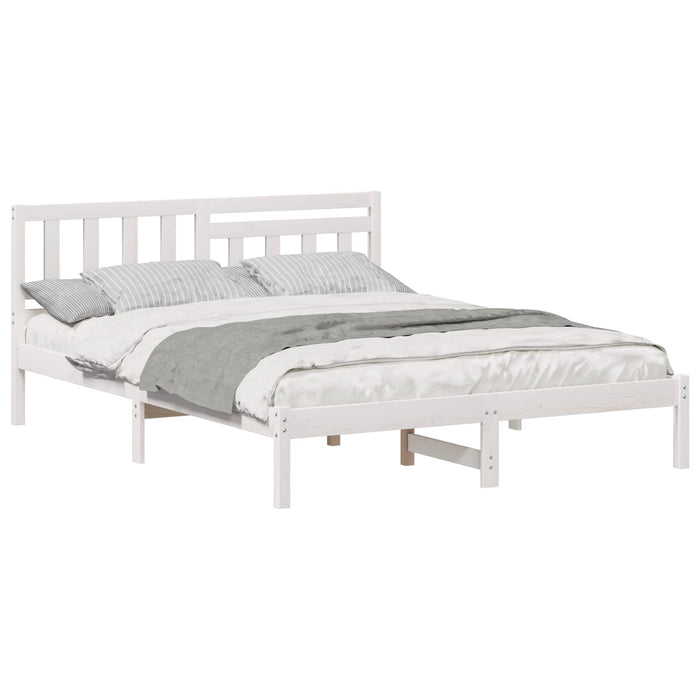 Cadru de pat cu headboard Alb 150 x 200 cm Lemn de pin masiv WALTI