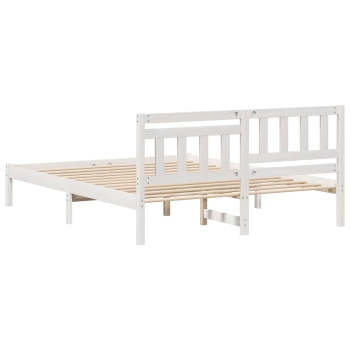 Cadru de pat cu headboard Alb 150 x 200 cm Lemn de pin masiv WALTI
